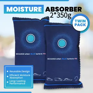 Reusable Moisture Condensation Damp Absorber Dehumidifier Bag  2 x 350/200/100g Car Dehumidifier Bag | Moisture & Damp Absorber for Windscreens & Interior | 100% Leakproof, Reusable Dashboard Dehumidifier For Wardrobe, Basement, Garage And Home Storage