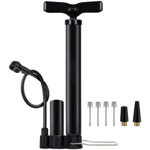 Bicycle Pump, Bike Floor Pump with Gauge Inflator for Presta and Schrader Valve Portable Tire Pumps for Ball Bike Pumps