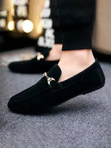 Men's Solid Color Slip-on Loafers, Casual Comfortable Pu Leather Loafers for Daily Wear, Lightweight Breathable Shoes for All Seasons, Boy