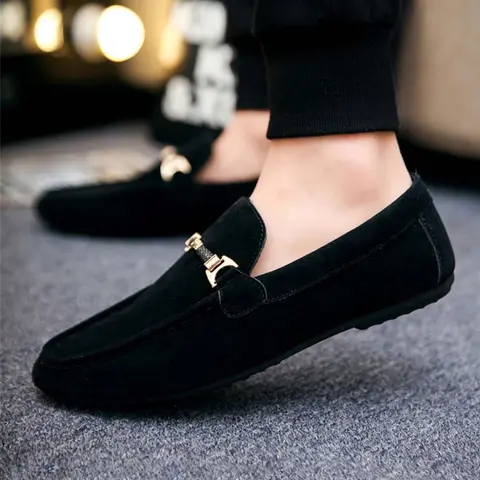 Men's Solid Color Slip-on Loafers, Casual Comfortable Pu Leather Loafers for Daily Wear, Lightweight Breathable Shoes for All Seasons, Boy, Flat Heel Loafers, Walking Loafers