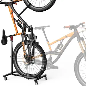 Vertical Bike Stand with Wheels up to 29", Adjustable Height, No Drilling holds up to 80lbs, Freestanding Bicycle Rack for Garage & Apartment, Bike Stand Floor for MTB/Road Bikes
