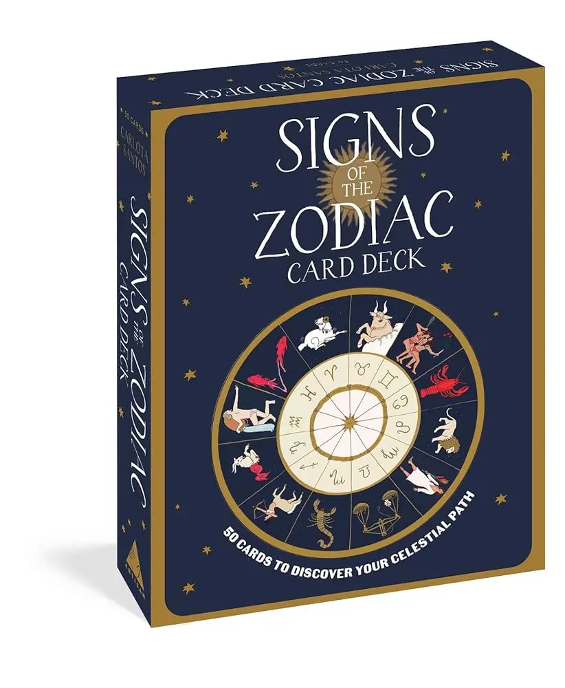 Zodiac Signs Themed Tarot Card Game Deck - 50 Illustrated Cards, Amulets-Infused Collectible Set for Astrology Enthusiasts to Discover Your Celestial Path (Literature & Art Category), 50 Cards