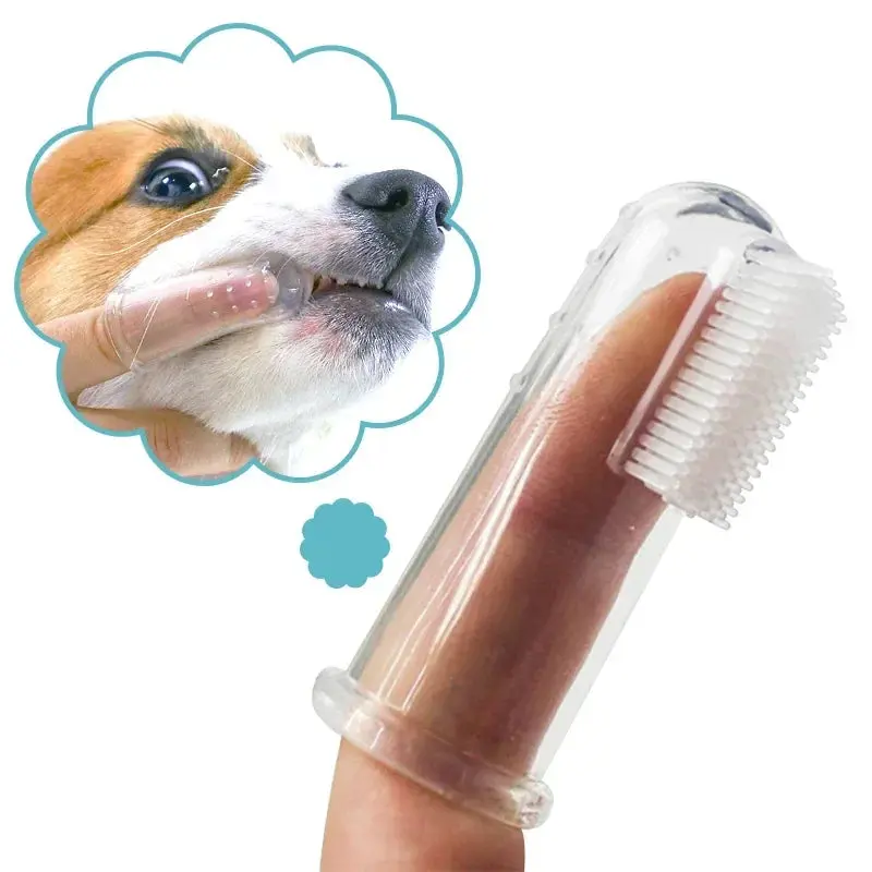 Super Soft Silica Gel Pet Finger Toothbrush for Dogs & Cats