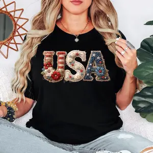 USA Sweatshirt, Patriotic Floral Crewneck, Vintage American Flag Sweatshirt, Fourth Of July, USA Patchwork Floral Sweatshirt