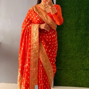 Women's Readymade Georgette Khaddi Saree with Matching Blouse