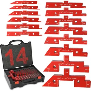 Setup Blocks for Woodworking, 14pcs Aluminum router table setup bars height gauge, measuring depth, angle, fence alignment, miter gauge tool set, router and saw accessories with storage case