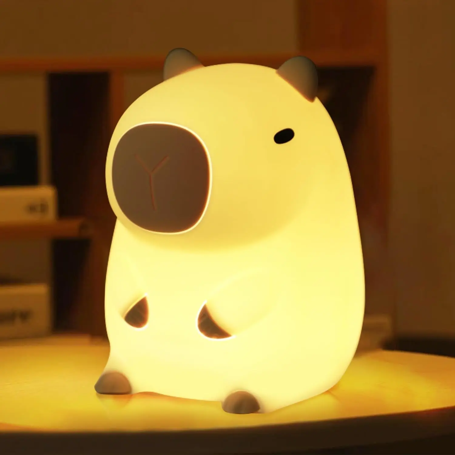 Adorable Design Cute Capybara Silicone Bedside Night Light - Portable USB Rechargeable Animal-Shaped Lamp with Touch Control, Adjustable Brightness, Timing Function, Stress Relief Novelty Lighting for Bedrooms, Living Rooms Home Decor