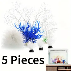Vibrant 5 Pieces Lifelike Artificial Coral Reef Decoration - Realistic PVC Aquarium Ornament for Fish Tanks, Saltwater and Freshwater Landscaping, Enhancing Aesthetic Appeal and Providing Hiding Places for Fish - Home Improvement.