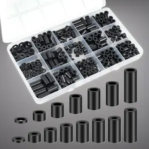 345Pcs Black Nylon Electrical Outlet Spacers Kit, Non-Threaded Round Plastic Spacers for Switch & Receptacle Screws, Assorted Sizes for Secure Outlet Installation & Repair