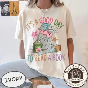Reading Day T-Shirt, Book Lover Gift Shirt, Teacher Appreciation Tee, Motivational for Readers, Pig Elephant Illustration O