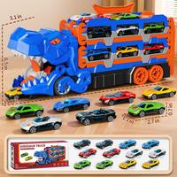 Blue Foldable Dino Truck with 12 Die-Cast Cars