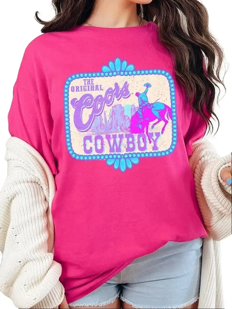 Coors Cowboy Western Graphic Heavyweight T Shirts