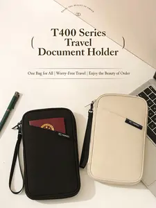 Portable Travel Passport Holder Unisex Multi-Functional Anti-Theft Ticket Wallet, Solid Pattern, All Seasons Use