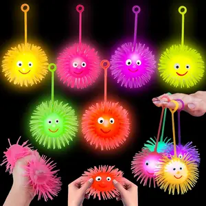24 PCS LED Puffer Balls Light Up Party Favors for Kids 4-8 8-12 Bulk Sensory Bouncy Ball Goodie Bags Stuffers Prizes Kids Pinata Fillers Glow in The Dark Party Supplies,Happy New Year, Valentines Day Toddler Fidget Toy Stress Balls