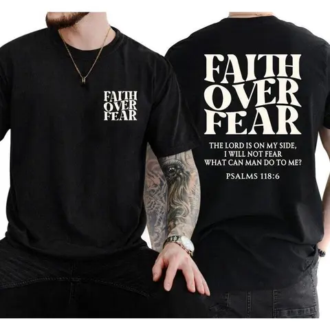 Faith Over Fear Tee Shirt, Christian T-Shirts, Jesus Shirt Classic Cotton