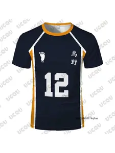 Anime Haikyuu Role Play Jersey Men's Tshirt Karasuno High School Volleyball Club Hinata Shoyo Kageyama Sports Tee Kids/Adult Top