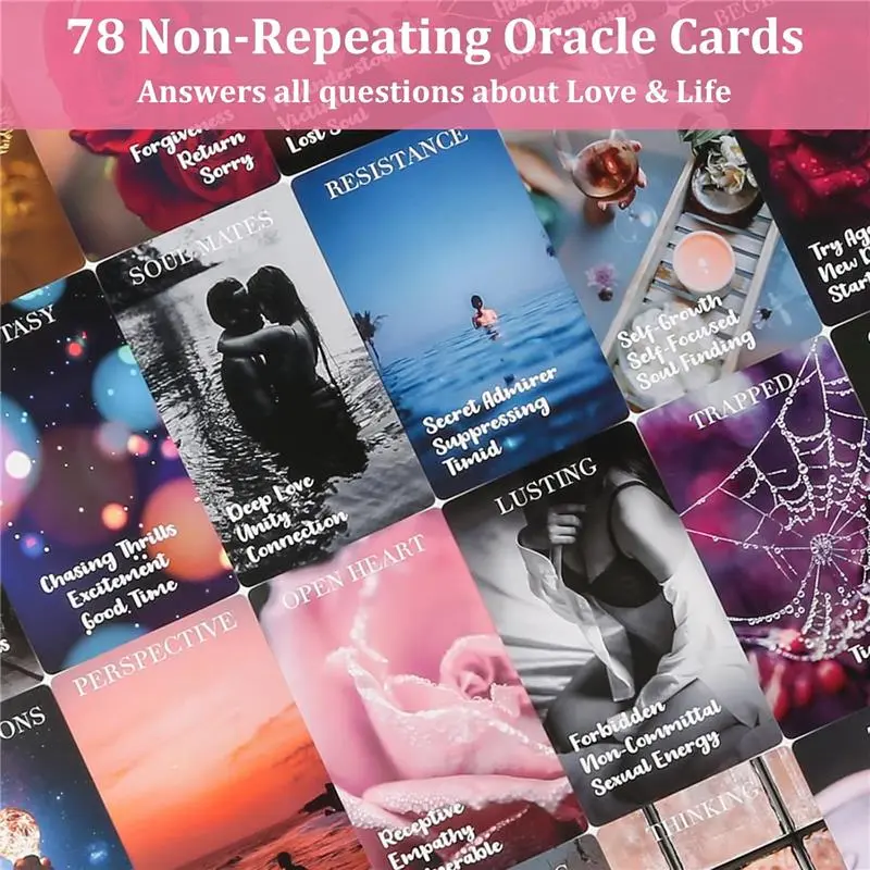 Oracle Cards, 78 PCS Love Oracle Cards Deck with Meaning on Them, Love Oracle Cards for Beginners, Answers to Guiding You Through Life and Love Questions
