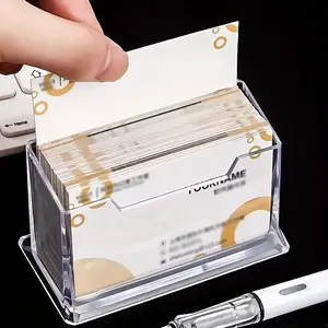 Transparent Business Card Holder, Acrylic Desktop Organizer, Essential Office Supplies, Jewelry Storage Box, Desk Display Stand