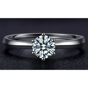 Sterling Silver 6mm Round Solitaire Engagement Ring
