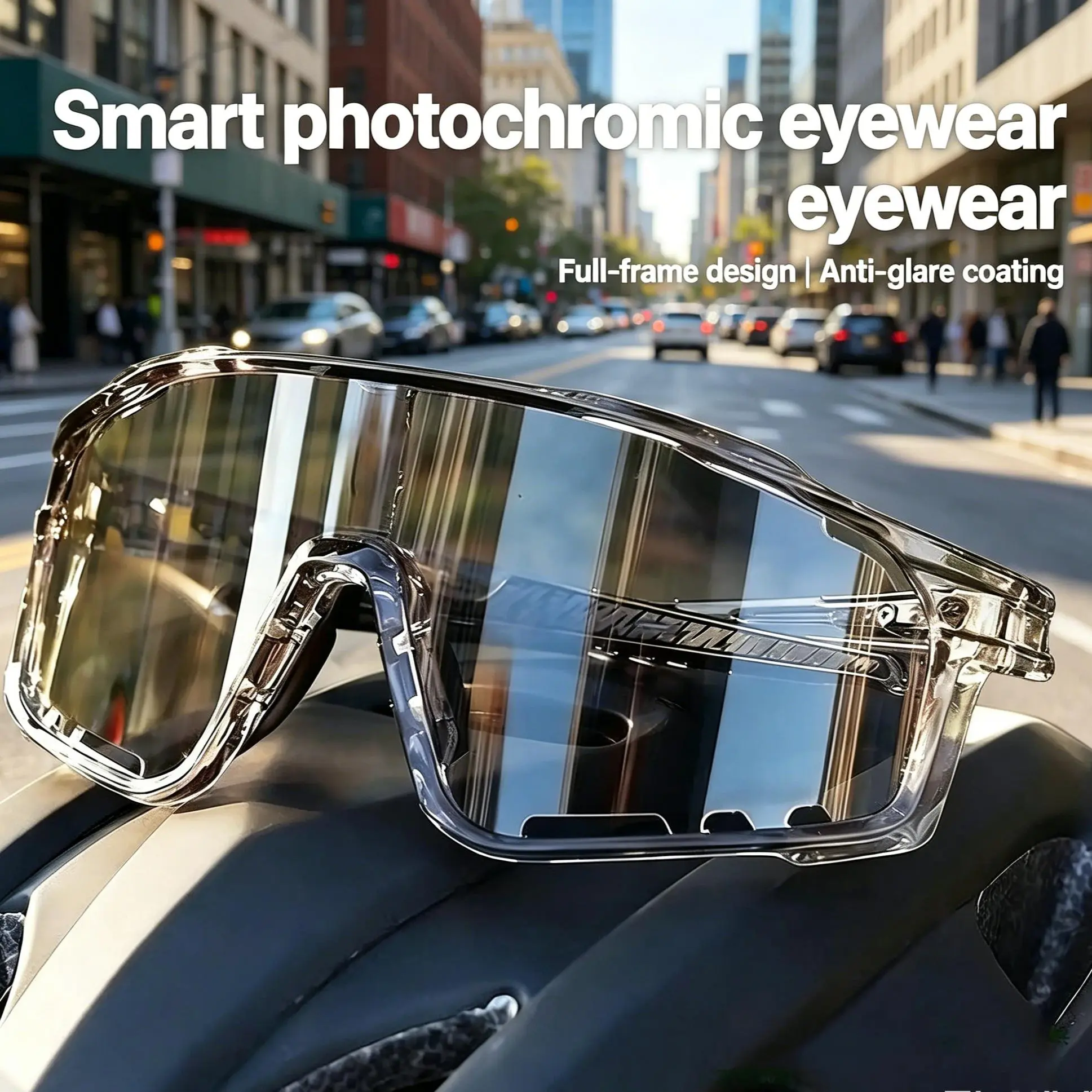 UV-Protective Sunglasses for Hiking & Cycling - Windproof, UV-Sensitive Color-Changing Lenses; Darker with Stronger UV. Sand-Resistant Sports Eyewear with Stylish Versatile Photochromic Lenses