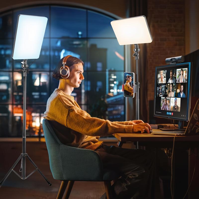 10" LED Square Light Panel with 57" Adjustable Tripod, Dimmable Brightness Control 3 Color Temperature (2200K-4500K) for Video Recording, USB-Powered, Ideal for YouTube TikTok Instagram Content Creation (1PCS)#valentine's day gifts#new years