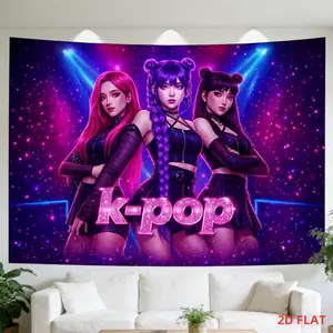 K-Pop Girl Group Background Cloth Cyberpunk Style Spice Babe Hanging Tapestry, Star Room Decor, Birthday Party Backdrop, Trendy Photo Wall