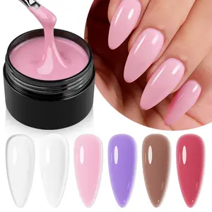 Zopvt 6 Color Nail Extension Gel Set, Professional Nail Strengthening Shaping Gel, DIY Home Manicure, Includes Transparent, Rose Gold