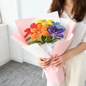 7 Artificial Lily Flowers Chiffon Stems Handicraft Twirly Stick DIY Floral Home Decor Living Room Bedroom Decorative Ornament Mother's Day Gift