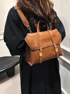 Women's Vintage PU Leather Backpack, Convertible Shoulder Bag, Adjustable Straps, Top Handle, Fashion Casual Travel Bag, Backpack Purse