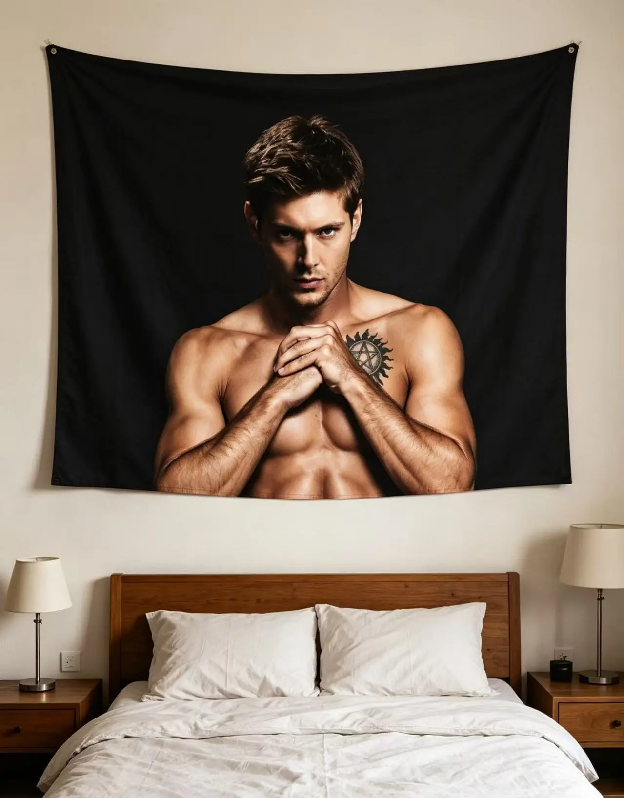 Dean Winchester Jensen Ackles Full Print Cartoons Tapestry - Strong Velvet Fabric Peach Skin Suede Tapestry, Home Decor for Bedroom, Everyday Use Indoor-Outdoor Supplies