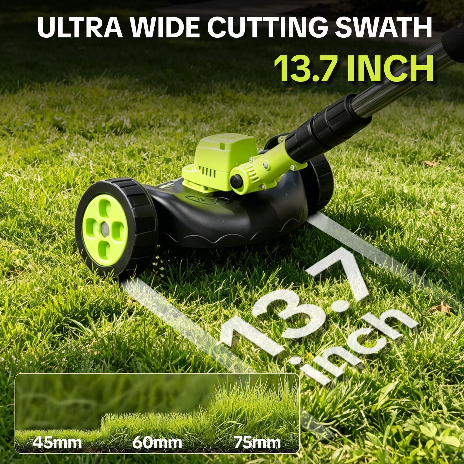 SEESE Cordless Lawn Mower, Garden Tool (Mower, Trimmer, Edger) with 2&times;21V Batteries, Lightweight for Small to Medium Backyards