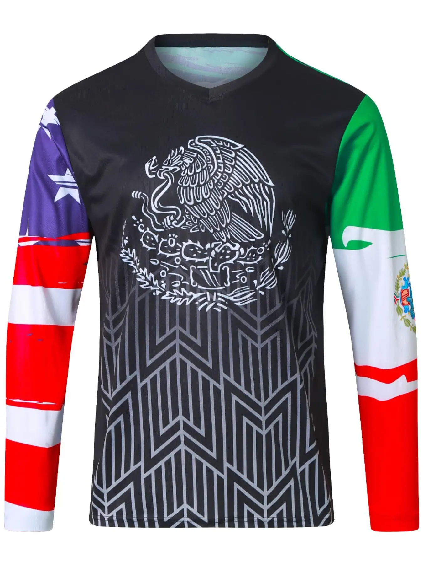 Men's long-sleeved off-road sun-protective cycling T-shirt, Mexican outdoor sports shirt, mountain bike sports downhill and motorcycle off-road race long-sleeved T-shirt, outdoor running sports long-sleeved shirt, Sports Top, Athletic Tops