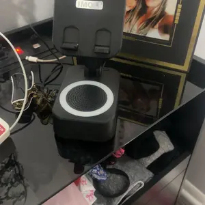 IMOLI Wireless Audio Induction Bluetooth Speaker with Emergency Charging 5in1 Phone Holder Power Bank LED Nightlight for Tablet iPhone Android 5.3 Connectivity 1500mAh Battery 100Hz-20kHz Frequency Response New Design Durable Smart Device