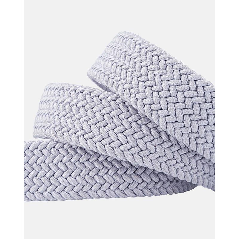 DUSTIN Grey Braided Belt with Steel Buckle & Leather Tail, Stretch-Fit, 1.4" Width