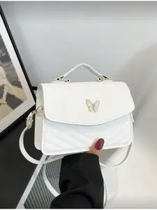 Women Solid Color PU Handbag Small Square Bag Fashion Embossed Classic Flap Crossbody Bag Phone Wallet for Dating Gift Shopping
