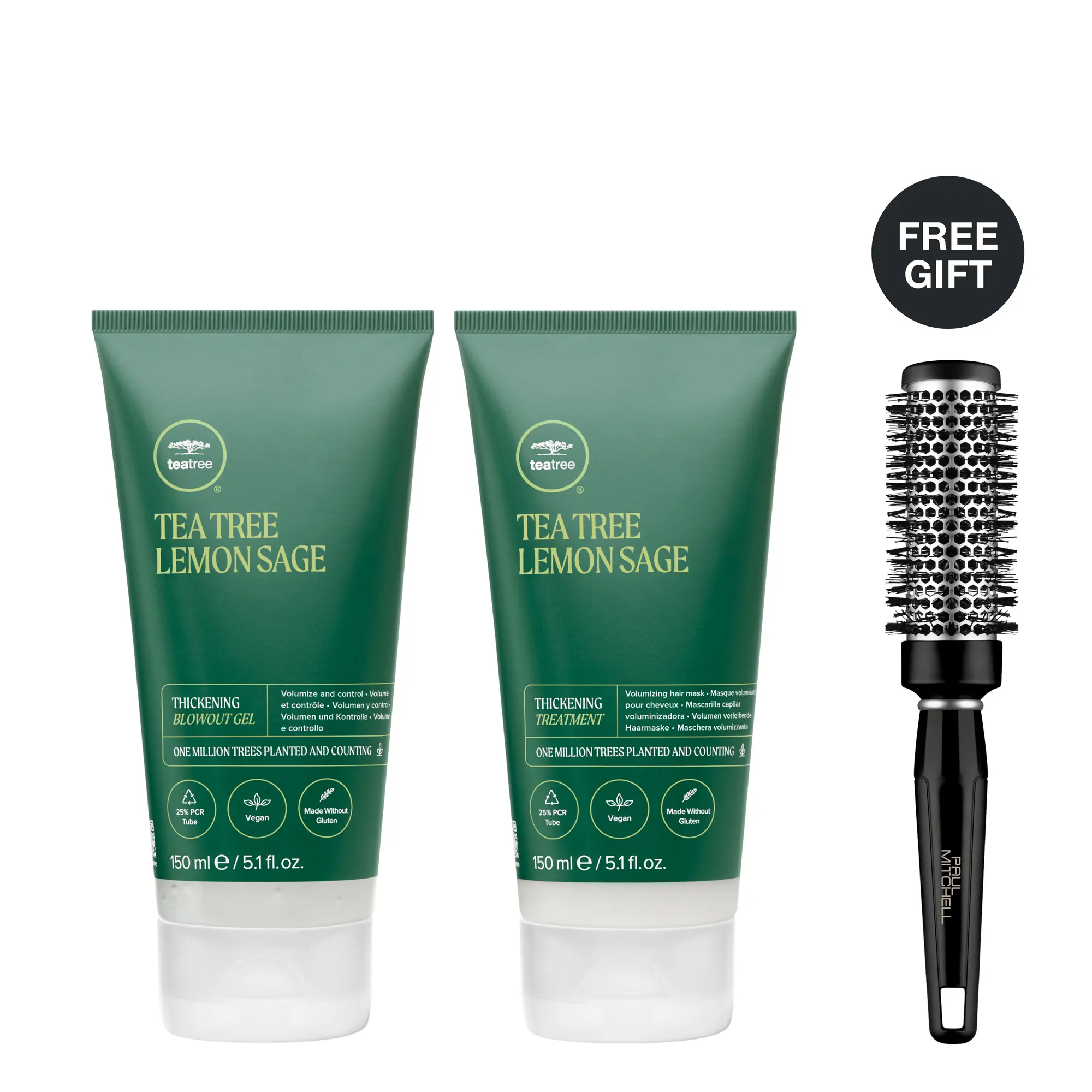 Full Body Blowout Duo – Tea Tree Lemon Sage Thickening Treatment and Blowout Gel with FREE Round Brush*