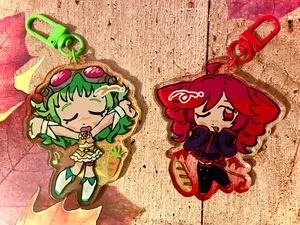 Kasane Teto & Megpoid GUMI Keychain Acrylic Charm - UTAU Vocaloid! Cute Kawaii Bag Charm, Key Accessory, Gift for Fans, Collectible Character Charm, for Bags, Keys, Backpacks, Cute Decor, Gift Idea