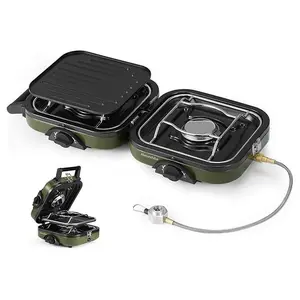 Naturehike 2-Burner Folding Camping Stove with Griddle – 16000 BTU Portable Gas Stove, Adjustable Burners,Lightweight & For Camping, Tailgating Outdoorfun Hiking Essentials