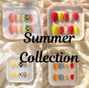 Press On Nails Summer Collection - Handmade Craftsmanship, Custom Sizes, Reusable, Perfect for Special Occasions & Everyday Look, Includes Nail Glue, File, Cuticle Pusher, Alcohol Prep Pad