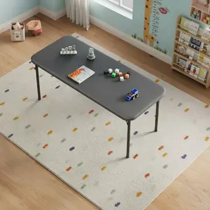 GARVEE Black Foldable Children's Table - Lightweight, Portable Indoor Kids' Furniture for Study, Crafting Activities