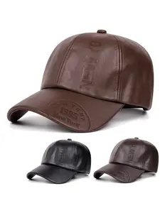 PU Leather Classic Premium Streetwear Hat Baseball Cap Moto Street Winter