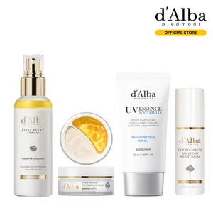 [OFFICIAL d'Alba] Glow Daily Routine Set - White Truffle First Spray Serum (3.38 fl oz) + Waterfull UV Essence Sunscreen +White Truffle Double Serum & Cream 2-in-1 +  White Truffle Double Serum All-in-one Multi Balm