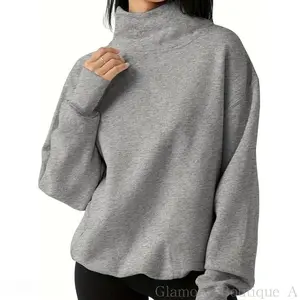 Women'sOversizedTurtleneckSweatshirtLongSleevePulloverCasualTopsWomenswearHoodieGB+A