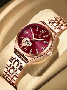 Women's Rhinestone Decorated Heart Design Quartz Watch, Fashionable Waterproof Luminous Analog Watch for Women & Girls, Trendy All-match Watch for Birthday Gift without Box, Casual Trendy Wristwatch, Fashionable Stylish Watch