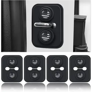 4 count Universal   Door Latch Covers with Flag ,Stylish  Door Latch Protective Cover with 3 Layer Shock Absorption,Soft  Doors Strike Protector  Decor