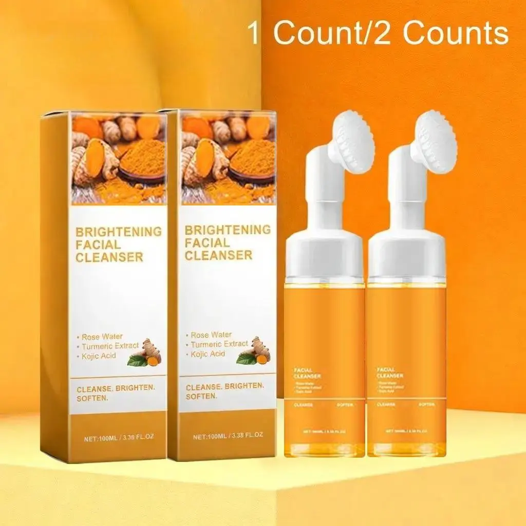 Turmeric Brightening Facial Cleanser, 1/2 Counts Moisturizing Deep-Cleansing Face Wash, Facial Skin Care for Women and Men #GLOBAL PICKS Summer Survivals,Summer Wig
