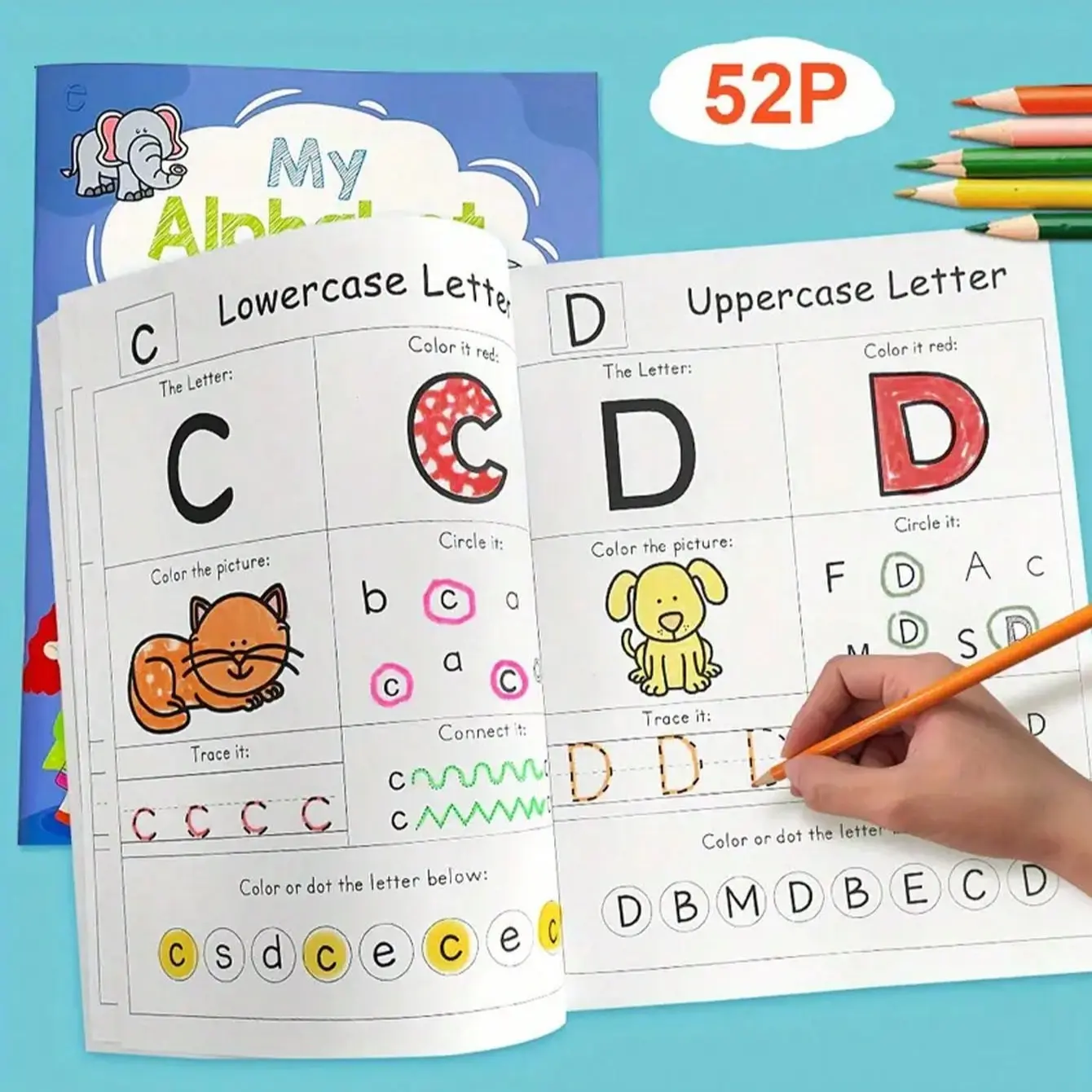 English Alphabet Tracing Pen Set for Kids Early Education, Learn Uppercase & Lowercase Letters, Writing Practice Toy for Children, Tracing Preschool Books, Learning Materials