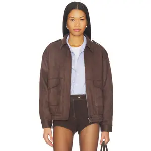 Elodie the Label Elio Faux Suede Jacket in Choco Brown Elodie the Label Elio Faux Suede Jacket in Choco Brown