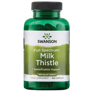 Swanson Full Spectrum Milk Thistle 500 mg 100 Vegan Capsules for Liver Health & Detoxification Support Natural Wellness Boost US Healthcare Dietary Supplement