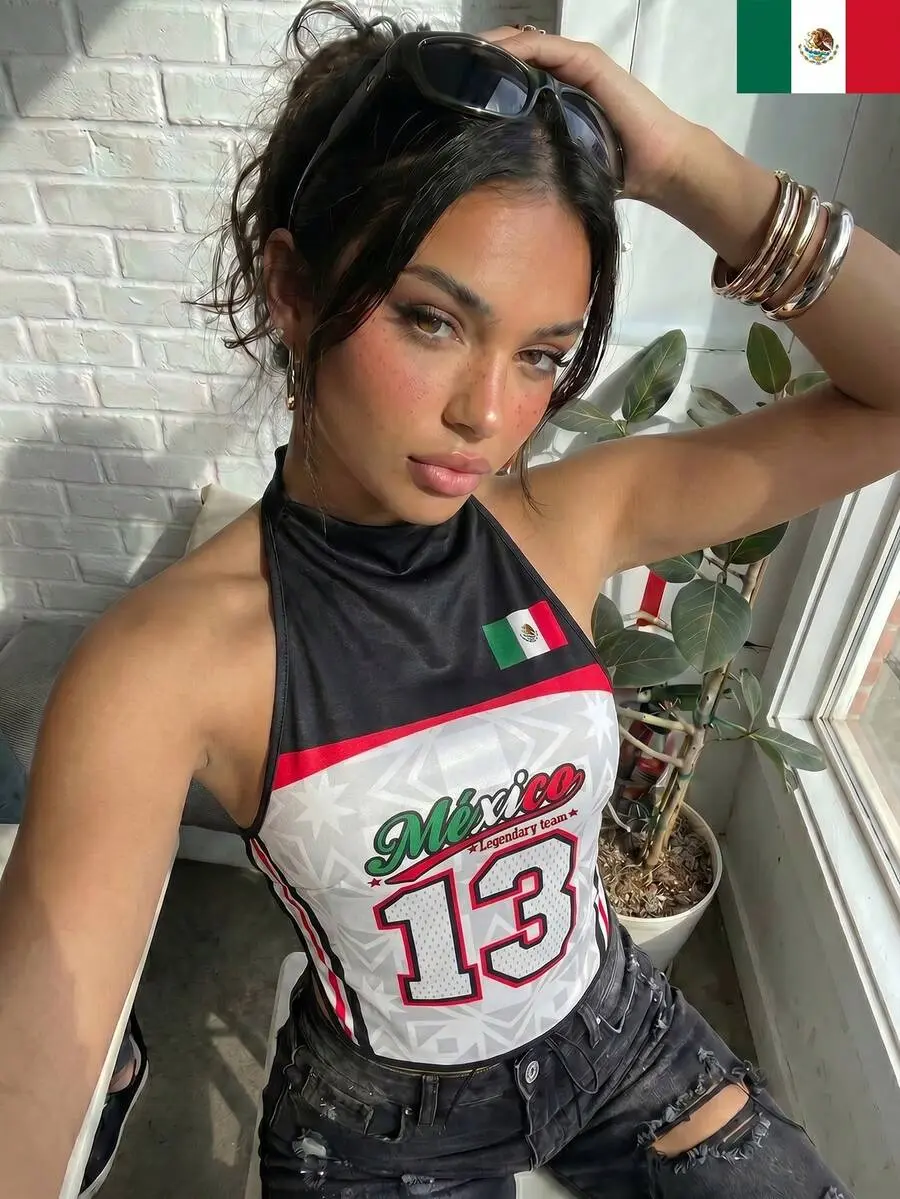 Women's Casual Mexican Mesh Collarless Tank Top Camisole Slim Fit Summer Outing Top, Women's Summer Vacation Clothing